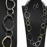 99170, HAMMERED CUTOUT GEOMETRIC LONG NECKLACE