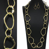 99170, HAMMERED CUTOUT GEOMETRIC LONG NECKLACE