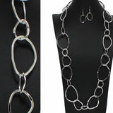 99170, HAMMERED CUTOUT GEOMETRIC LONG NECKLACE