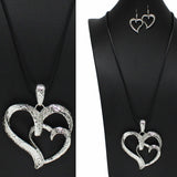 99171, HAMMERED DOUBLE HEART LONG PENDANT NECKLACE