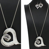 99173, TEXTURED HEART LONG PENDANT NECKLACE