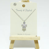 99177, SEA TURTLE CUBIC ZIRCONIA CHARM PENDANT NECKLACE