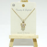 99177, SEA TURTLE CUBIC ZIRCONIA CHARM PENDANT NECKLACE