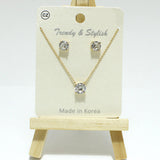 99180, 8MM CUBIC ZIRCONIA STONE PENDANT NECKLACE SET