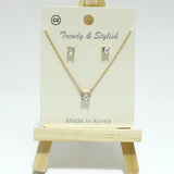 99181, 6MM CUBIC ZIRCONIA STONE PENDANT NECKLACE SET