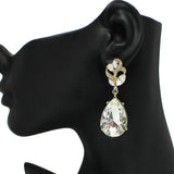 99196, TEARDROP RHINESTONE ACCENT EVENING EARRING
