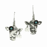 99204, COW HEAD & TAG WESTERN EARRING