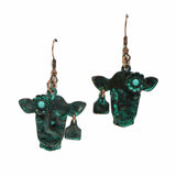 99204, COW HEAD & TAG WESTERN EARRING