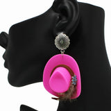 99205, WESTERN COWBOY HAT WITH FEATHER ACCENT EARRING