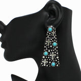99209, CROSS & TURQUOISE ACCENT GEOMETRIC EARRING