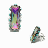 99211, WESTERN RECTANGLE RHINESTONE CUFF RING