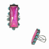 99211, WESTERN RECTANGLE RHINESTONE CUFF RING