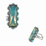 99211, WESTERN RECTANGLE RHINESTONE CUFF RING