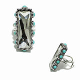 99211, WESTERN RECTANGLE RHINESTONE CUFF RING