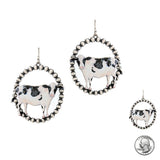 99220, COW ROUND SHAPE BEADED DANGLE EARRING