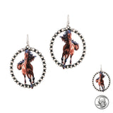 99220, HORSE ROUND SHAPE BEADED DANGLE EARRING
