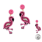 99224, FLAMINGO SEED BEADED DANGLE EARRING