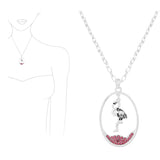 99235, FLAMINGO CHARM OVAL PENDANT NECKLACE