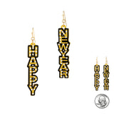 99236, "HAPPY NEW YEAR" GLITTER DANGLE EARRING