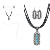 99242, WESTERN RECTANGLE TURQUOISE STONE PENDANT NECKLACE
