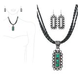 99242, WESTERN RECTANGLE TURQUOISE STONE PENDANT NECKLACE