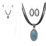 99243, WESTERN OVAL TURQUOISE STONE PENDANT NECKLACE
