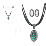 99243, WESTERN OVAL TURQUOISE STONE PENDANT NECKLACE
