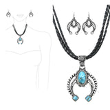 99244, WESTERN SQUASH BLOSSOM TURQUOISE STONE PENDANT NECKLACE