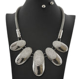 99250, GEOMETRIC CRYSTAL RHINESTONE METAL NECKLACE