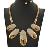 99250, GEOMETRIC CRYSTAL RHINESTONE METAL NECKLACE