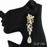 99270, PEARL WITH CRYSTAL RHINESTONE CLIP ON EARRING