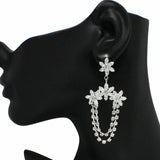 99276, FLORAL CRYSTAL RHINESTONE DANGLE EARRING