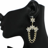 99276, FLORAL CRYSTAL RHINESTONE DANGLE EARRING