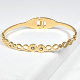 99298, ROMAN NUMERAL ACCENT STAINLESS STEEL BANGLE BRACELET