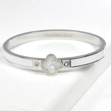 99299, ENAMEL CLOVER STAINLESS STEEL BANGLE BRACELET