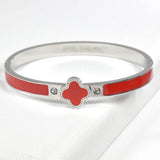 99299, ENAMEL CLOVER STAINLESS STEEL BANGLE BRACELET