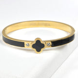 99299, ENAMEL CLOVER STAINLESS STEEL BANGLE BRACELET