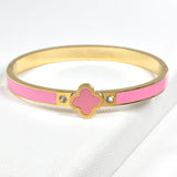 99299, ENAMEL CLOVER STAINLESS STEEL BANGLE BRACELET