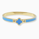 99299, ENAMEL CLOVER STAINLESS STEEL BANGLE BRACELET