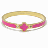 99299, ENAMEL CLOVER STAINLESS STEEL BANGLE BRACELET