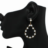 99304, PEARL ACCENT TEARDROP DANGLE EARRING