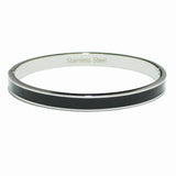 99311, HALF ENAMEL ACCENT STAINLESS STEEL BANGLE BRACELET
