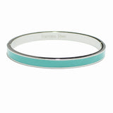 99311, HALF ENAMEL ACCENT STAINLESS STEEL BANGLE BRACELET
