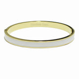 99311, HALF ENAMEL ACCENT STAINLESS STEEL BANGLE BRACELET