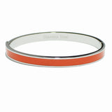 99311, HALF ENAMEL ACCENT STAINLESS STEEL BANGLE BRACELET