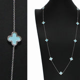 99314, CLOVER STATION STAINLESS STEEL LONG NECKLACE