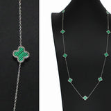 99314, CLOVER STATION STAINLESS STEEL LONG NECKLACE