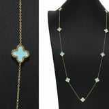 99314, CLOVER STATION STAINLESS STEEL LONG NECKLACE