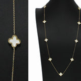 99314, CLOVER STATION STAINLESS STEEL LONG NECKLACE