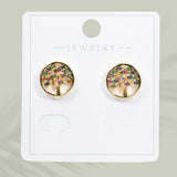 99335, TREE OF LIFE CRYSTAL RHINESTONE STUD EARRING